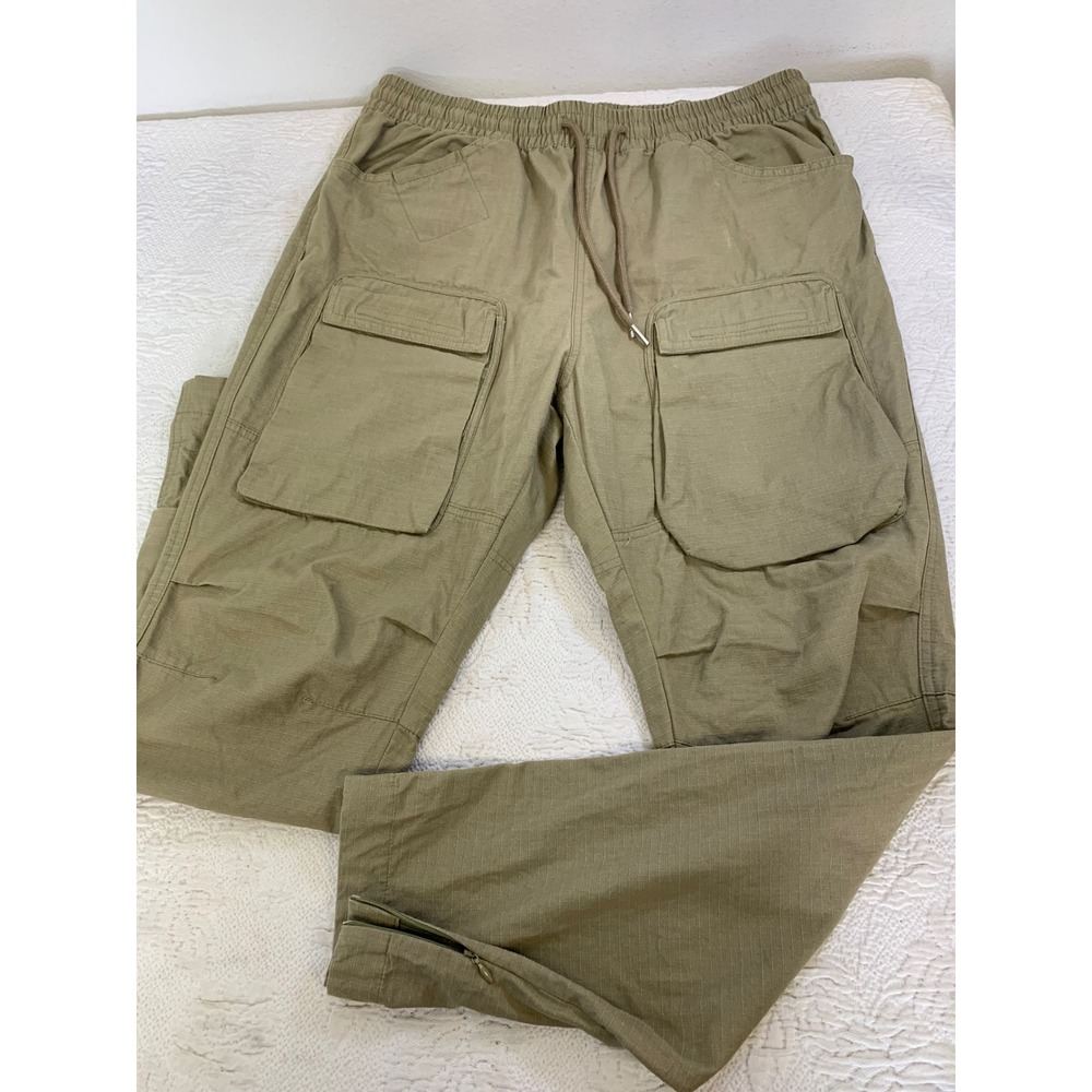 Richie Le Mens Olive Green Ripstop Cargo Pants XL Ankle Zip Tactical Streetwear